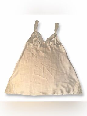 Victoria’s Secret Satin Mini Slip Dress Lingerie White Chemise Lace Trim